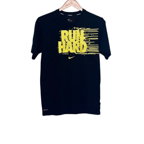 Nike black "RUN HARD" DRI-FIT men's t-shirt black size small - Picture 1 of 5